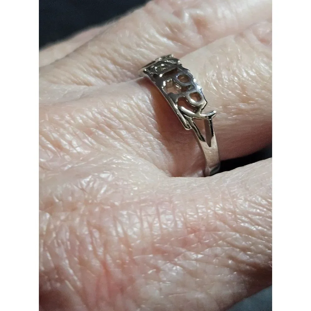 Silver tone happy ring size 8